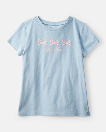 Girls Bow Short-Sleeve Graphic Tee - Blue, 