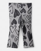 Baby Girl Heart Pull-On Flare Stretch Rib Leggings - Grey, image 1 of 4 slides