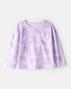 Toddler Girl Dog Print Long-Sleeve Pocket Tee - Purple, image 1 of 3 slides