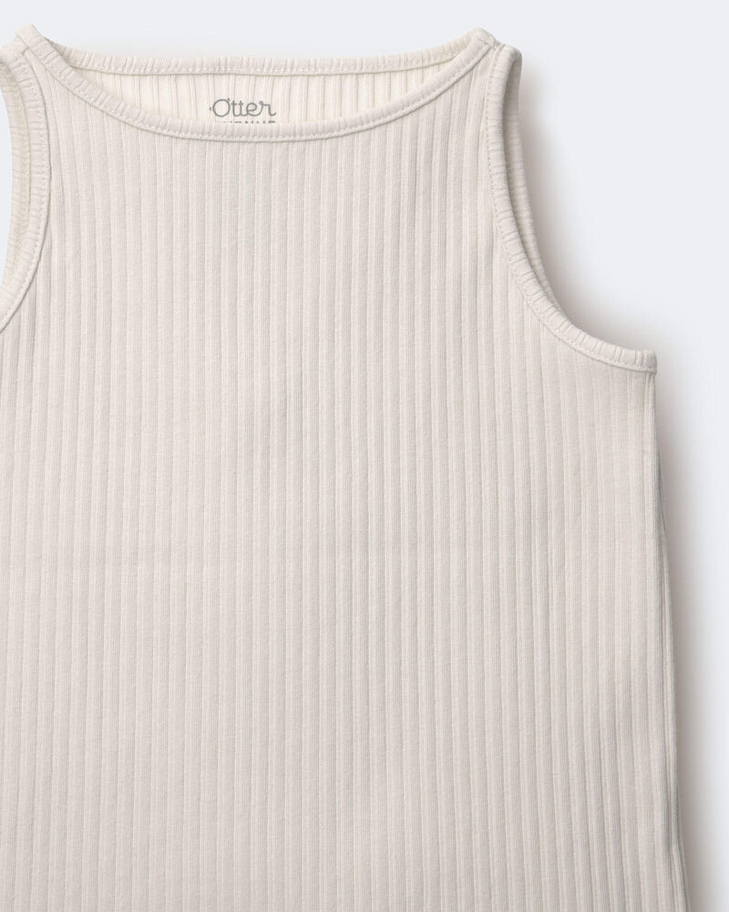 Toddler Girl Ribbed Playtime Tank Top - Cream, image 6 of 6 slides