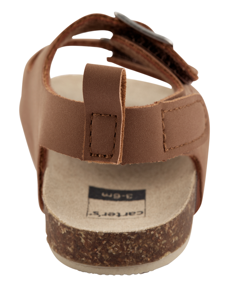 Baby Buckle Faux Cork Sandals - Brown, image 3 of 6 slides