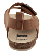 Baby Buckle Faux Cork Sandals - Brown, image 3 of 6 slides