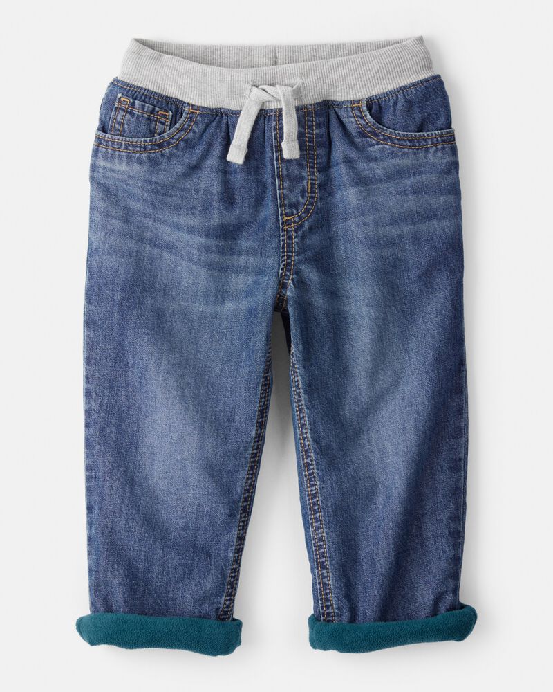 Toddler Boy Lined Medium Wash Straight Jeans, image 1 of 4 slides
