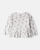 Toddler Girl Bow Print Long-Sleeve Peplum Top, image 1 of 3 slides
