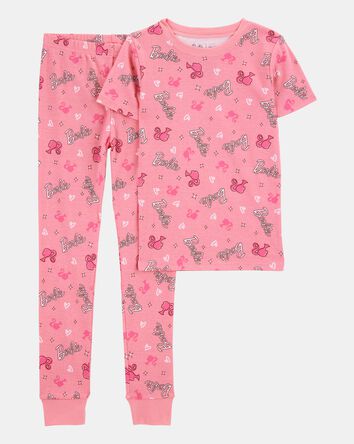 Kid Barbie Snug Fit Cotton 2-Piece Pajamas - Pink, 