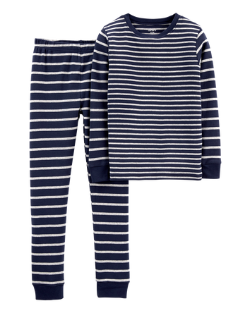 Kid 2-Piece Striped Snug Fit Cotton Pajamas, 