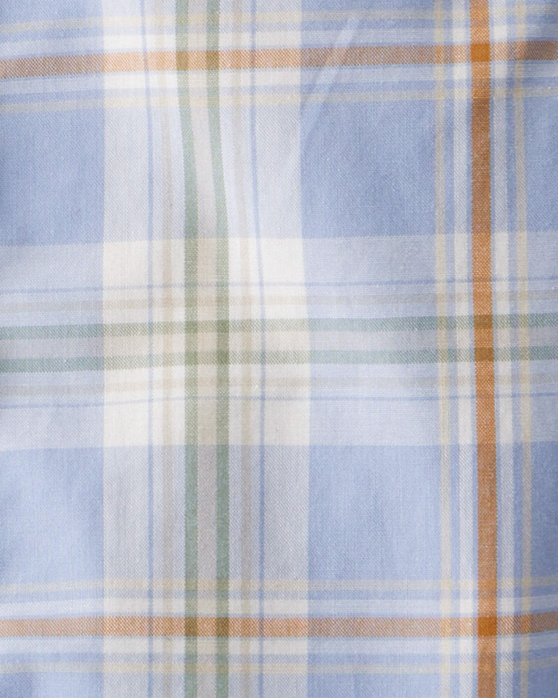 Baby Boy Poplin Plaid Button-Front Long-Sleeve Bodysuit, image 3 of 4 slides