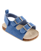Baby Chambray Buckle Faux Cork Sandals, image 1 of 6 slides