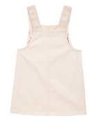 Toddler Twill Floral Embroidered Shortalls - Ivory, image 2 of 4 slides