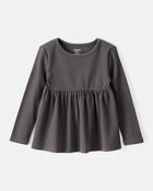 Toddler Girl 2-Piece Black Peplum Top & Cotton Flare Leggings Set - Black/Grey, image 2 of 8 slides
