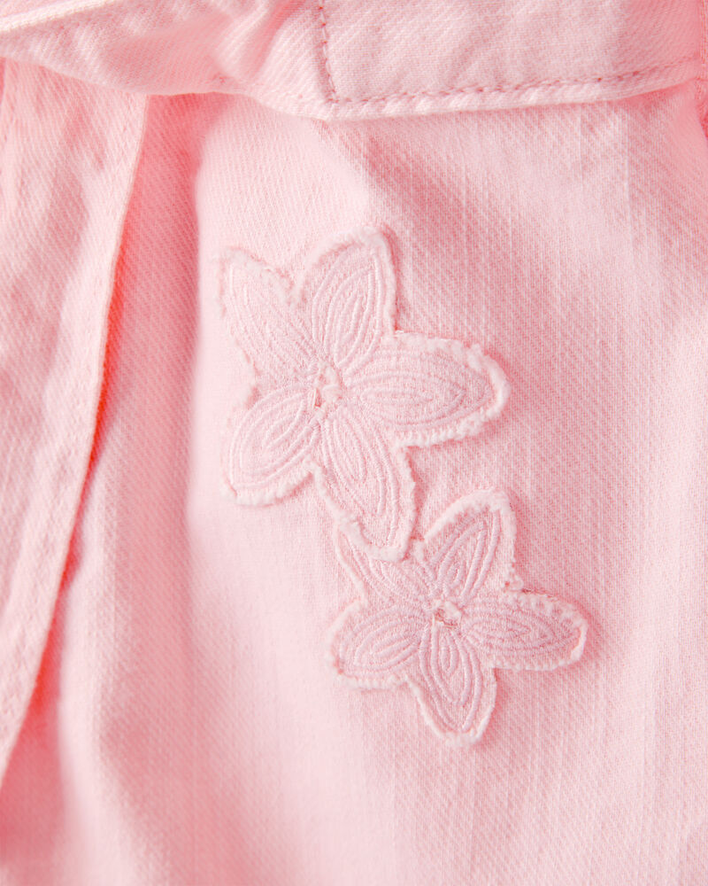 Toddler Girl Embroidered Cotton Long-Sleeve Dress - Pink, image 3 of 5 slides