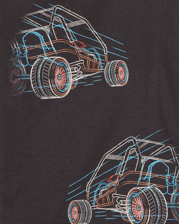 Boys 4-Piece Race Car 100% Snug Fit Cotton Pajamas - Black/Khaki, 