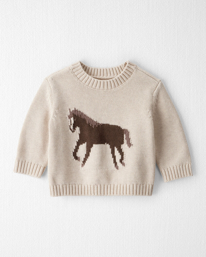 Baby Organic Cotton Horse Sweater Knit, image 1 of 4 slides