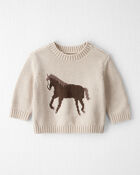 Baby Organic Cotton Horse Sweater Knit, image 1 of 4 slides