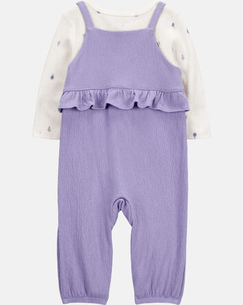 Baby Girl 2-Piece Long-Sleeve Tee & Coverall Set - Purple, 