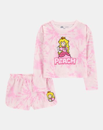 Kid Super Mario Bros&trade; Princess Peach Print Loose Fit 2-Piece Pajamas - Pink, 