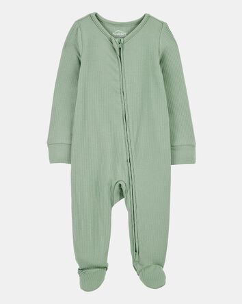 Baby Solid 2-Way Zip PurelySoft Sleep & Play Pajamas - Green, 