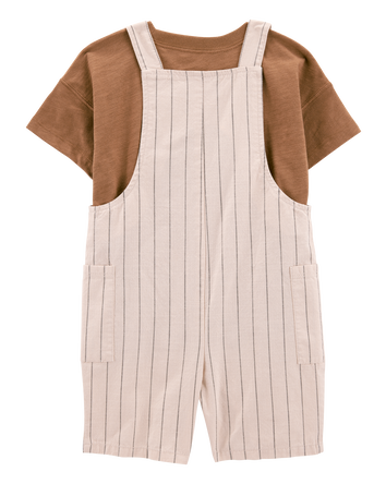 Toddler 2-Piece Tee & Striped Shortall Set, 