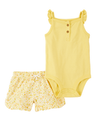 Baby 2-Piece Tank Bodysuit & Short Set - Yellow, image 1 of 3 slides