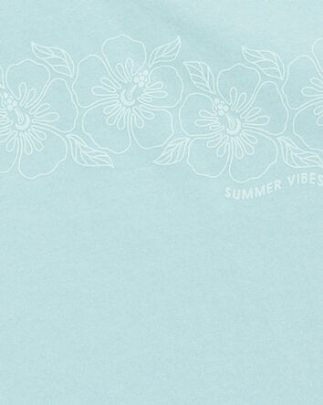 Girls Flower Vintage Muscle Tank - Turquoise, 