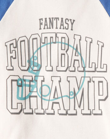 Boys Football Print 100% Cotton Long-Sleeve 4-Piece Pajamas - White/Blue, 