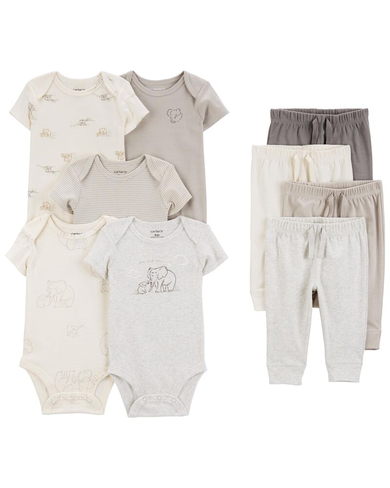 Baby 9-Piece Short-Sleeve Bodysuits & Pull-On Pants Set, image 1 of 12 slides