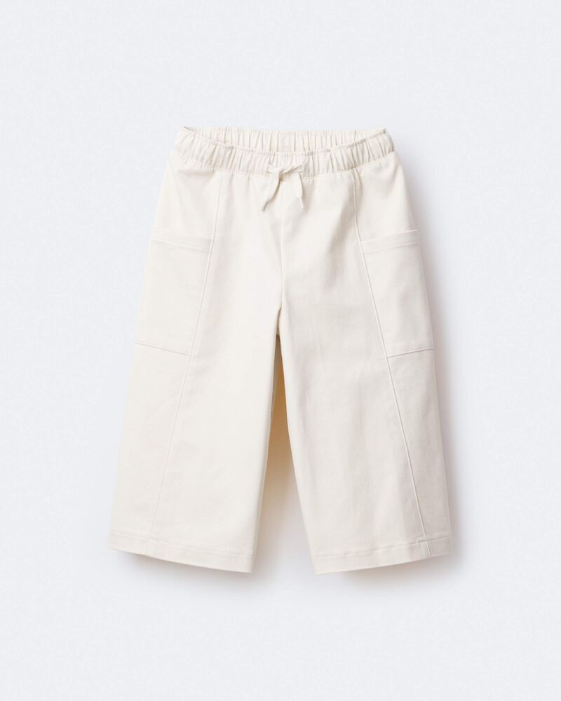Toddler Girl Wide Leg Pocket Pant - Cream, image 2 of 7 slides