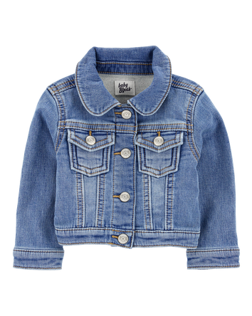 Baby Girl Knit-Like Denim Jacket - Medium Wash, 