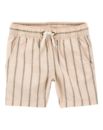 Baby Striped Drawstring Shorts - Khaki, 