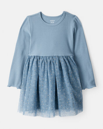 Toddler Girl Floral Print Long-Sleeve Dress - Blue, 