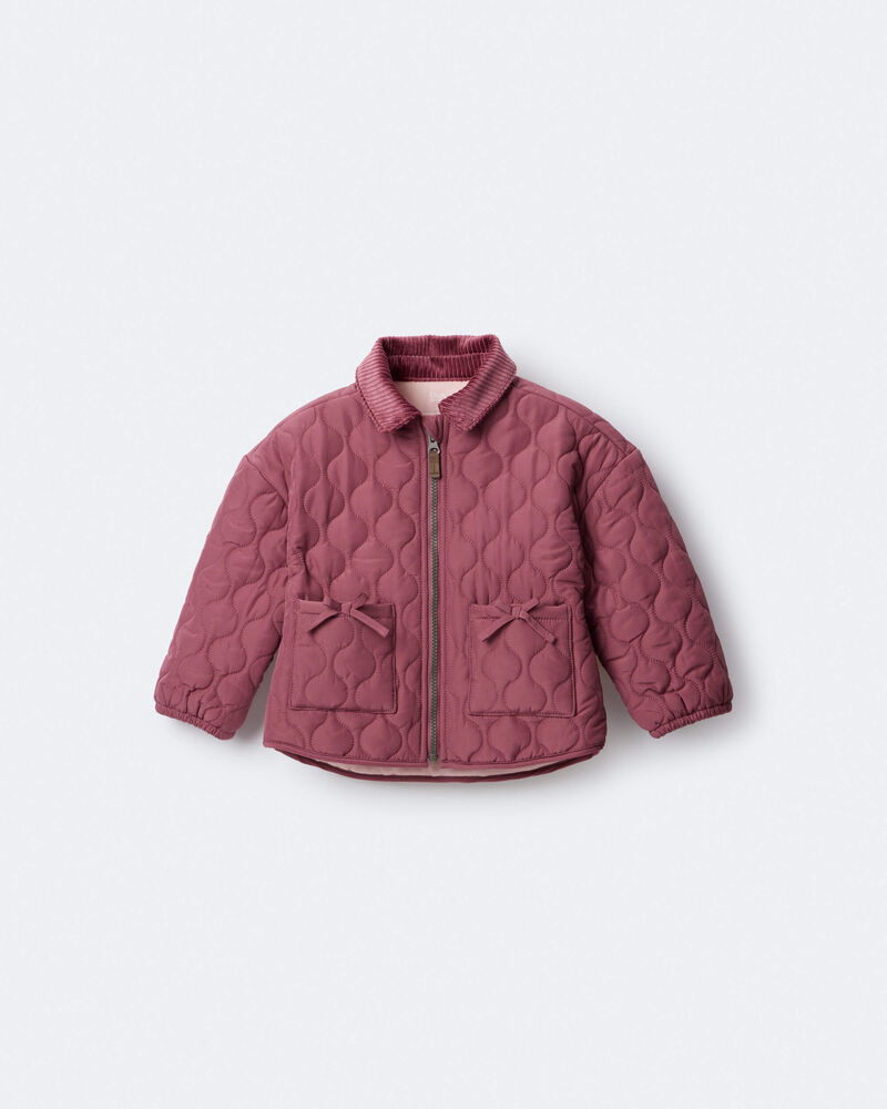Toddler Girl Quilted Barn Jacket - Burgundy, image 2 of 7 slides