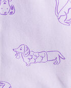 Baby Girl 2-Piece Dog Print Top & Flare Stretch Leggings Set - Purple, image 6 of 6 slides