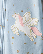 Baby Girl Unicorn Star Print 100% Cotton Long-Sleeve 2-Way Zip 1-Piece Pajamas - Blue, image 2 of 5 slides