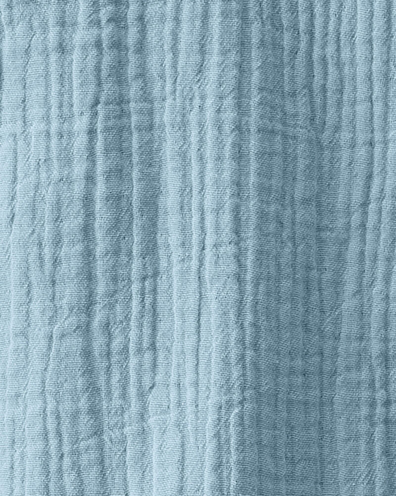 Toddler Organic Cotton Gauze Overalls - Blue, image 4 of 6 slides