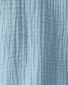 Toddler Organic Cotton Gauze Overalls - Blue, image 4 of 6 slides