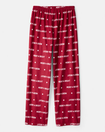 Adult Merry & Bright Christmas Loose Fit Pajama Bottoms - Red, 