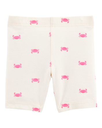 Baby Girl Crab Print Bike Shorts - Ivory, 
