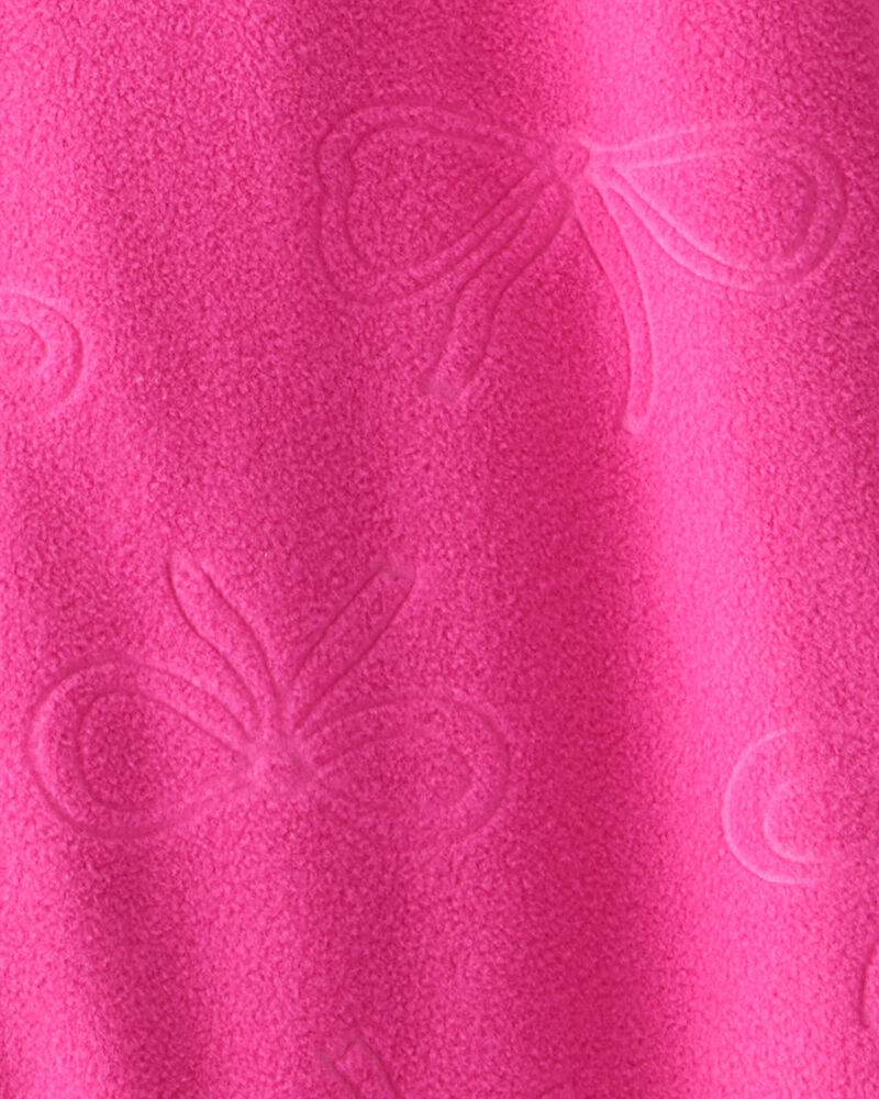 Baby Girl Bow Fleece Long-Sleeve 2-Way Zip 1-Piece Pajamas - Pink, image 3 of 4 slides
