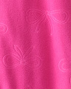Baby Girl Bow Fleece Long-Sleeve 2-Way Zip 1-Piece Pajamas - Pink, image 3 of 4 slides