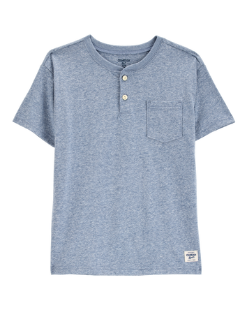 Kid Pocket Henley Tee - Blue, 