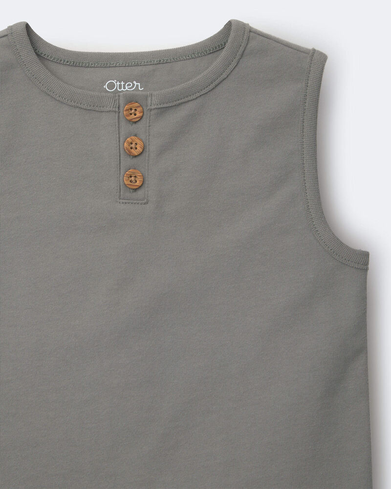 Toddler Boy Henley Tank - Grey, image 5 of 5 slides