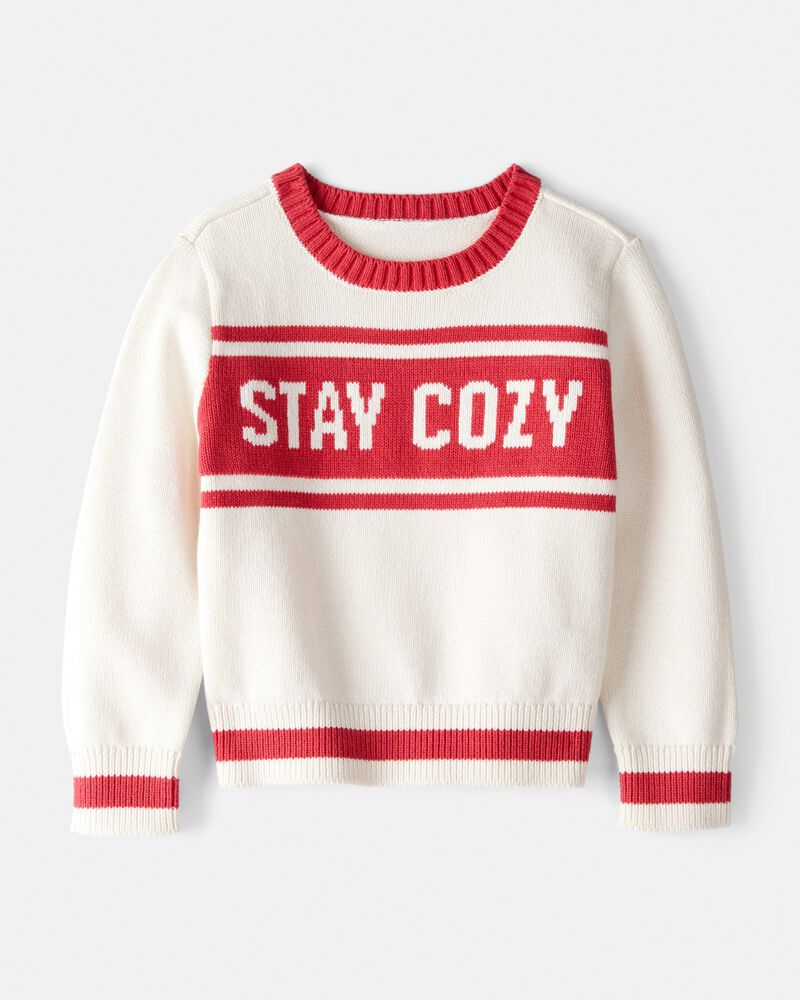 Toddler Stay Cozy Sweater - Red/Cream, image 1 of 3 slides