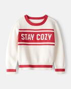 Toddler Stay Cozy Sweater - Red/Cream, image 1 of 3 slides