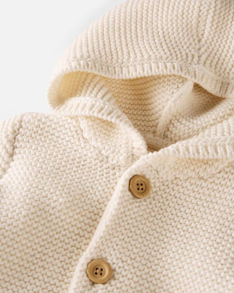 Baby Organic Cotton Signature Stitch Cardigan - Cream
, image 2 of 4 slides