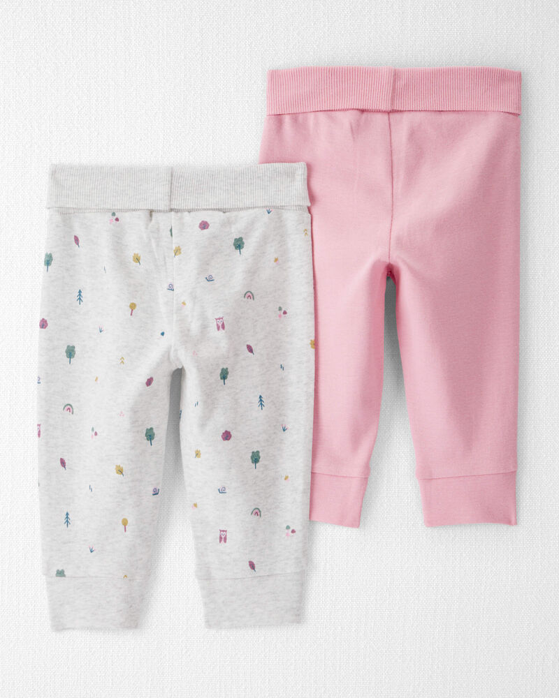 Baby Girl 2-Pack Organic Cotton Grow-With-Me Joggers, image 2 of 6 slides