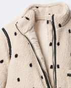 Toddler Girl Polka Dot Sherpa Jacket - Ivory, image 7 of 7 slides