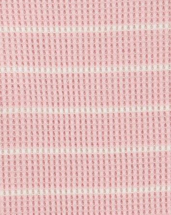 Baby Girl 2-Piece Striped Short-Sleeve Waffle Knit Bodysuit Pant Set - Pink, 
