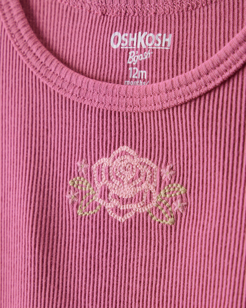 Toddler Girl Flower Cotton Short-Sleeve Top - Pink, image 2 of 4 slides