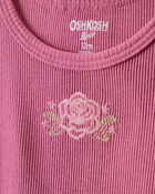 Toddler Girl Flower Cotton Short-Sleeve Top - Pink, image 2 of 4 slides