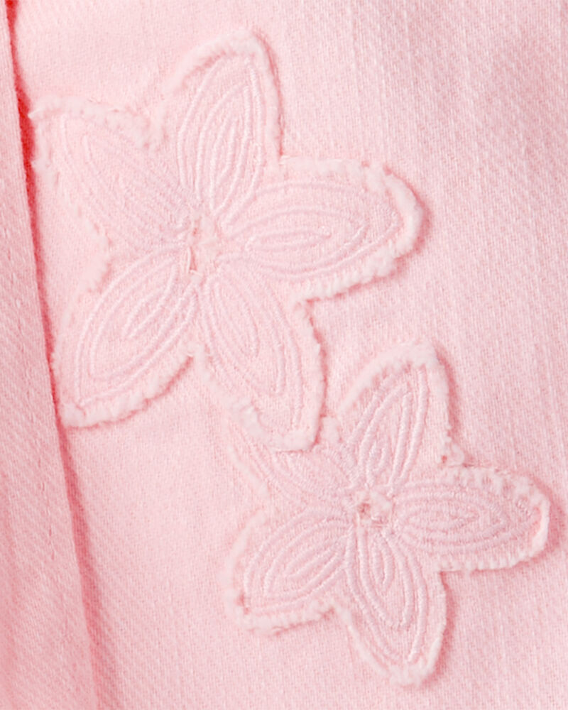 Toddler Girl Embroidered Cotton Long-Sleeve Dress - Pink, image 4 of 5 slides